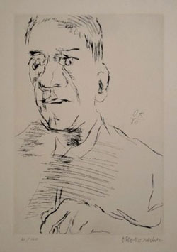 Oskar Kokoschka: Selbstbildnis mit Radiernadel. 1970