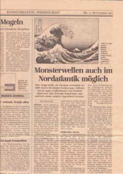 Monsterwellen …, DER STANDARD, 9. September 2003