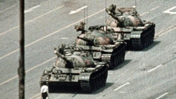 A CNN crew covering the June 5, 1989, protests in Beijing recorded a man stopping a Chinese tank in Tiananmen Square.